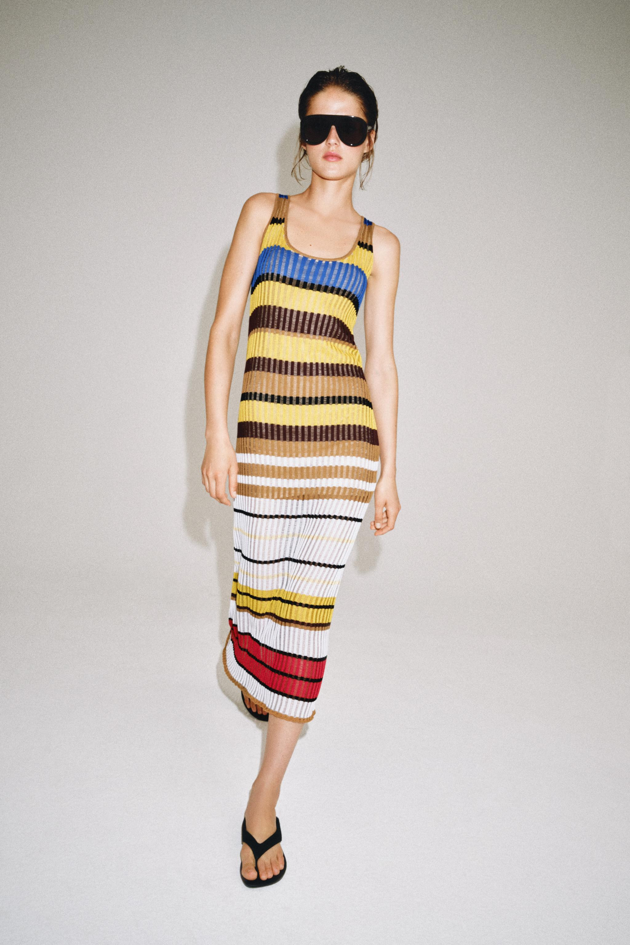 LONG STRIPED KNIT DRESS | Zara UK