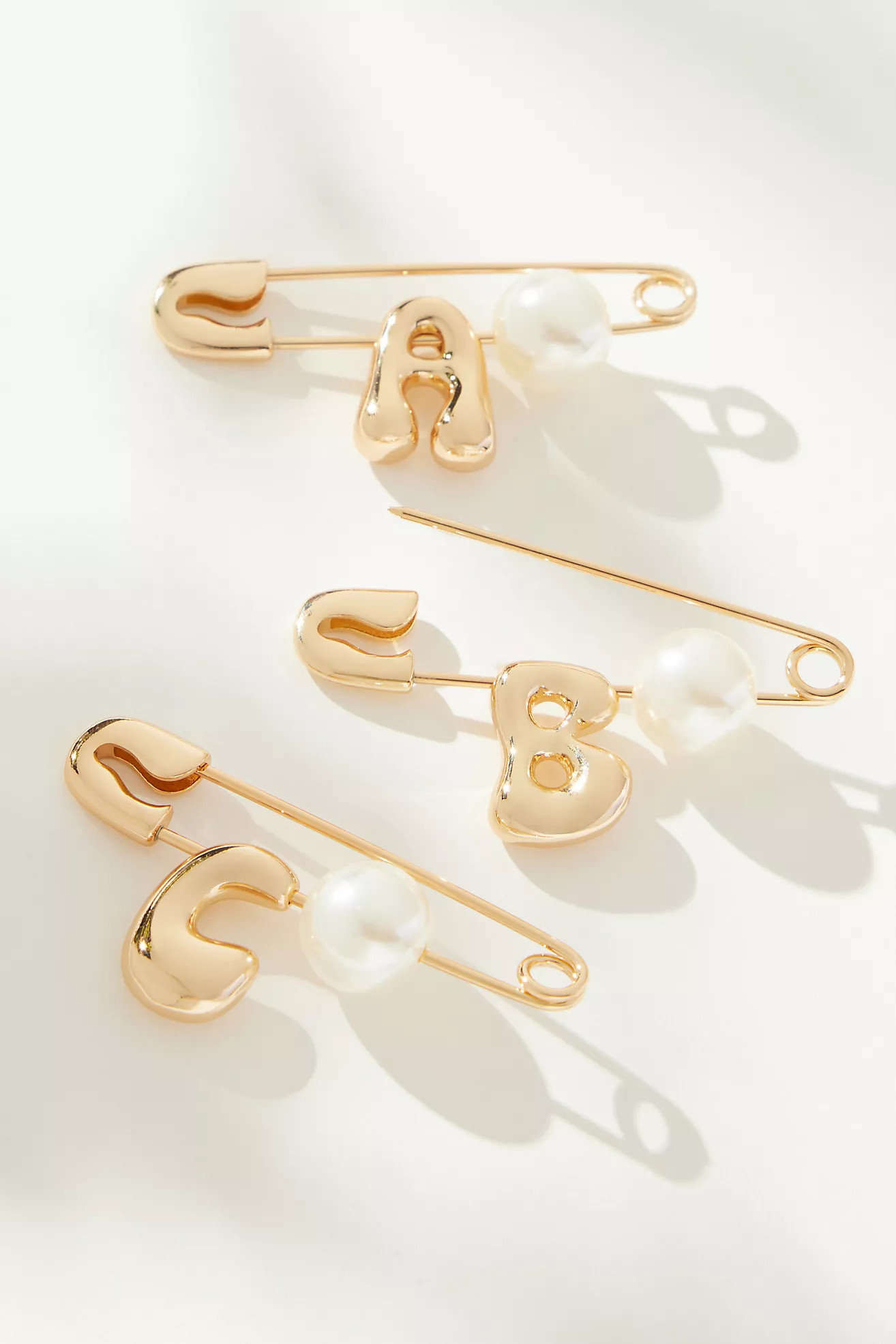 Bubble Letter Monogram Safety Pin Brooch | Anthropologie (US)