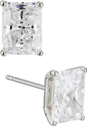 Modern Luv Large Emerald Cut Cubic Zirconia Stud Earrings | Nordstrom