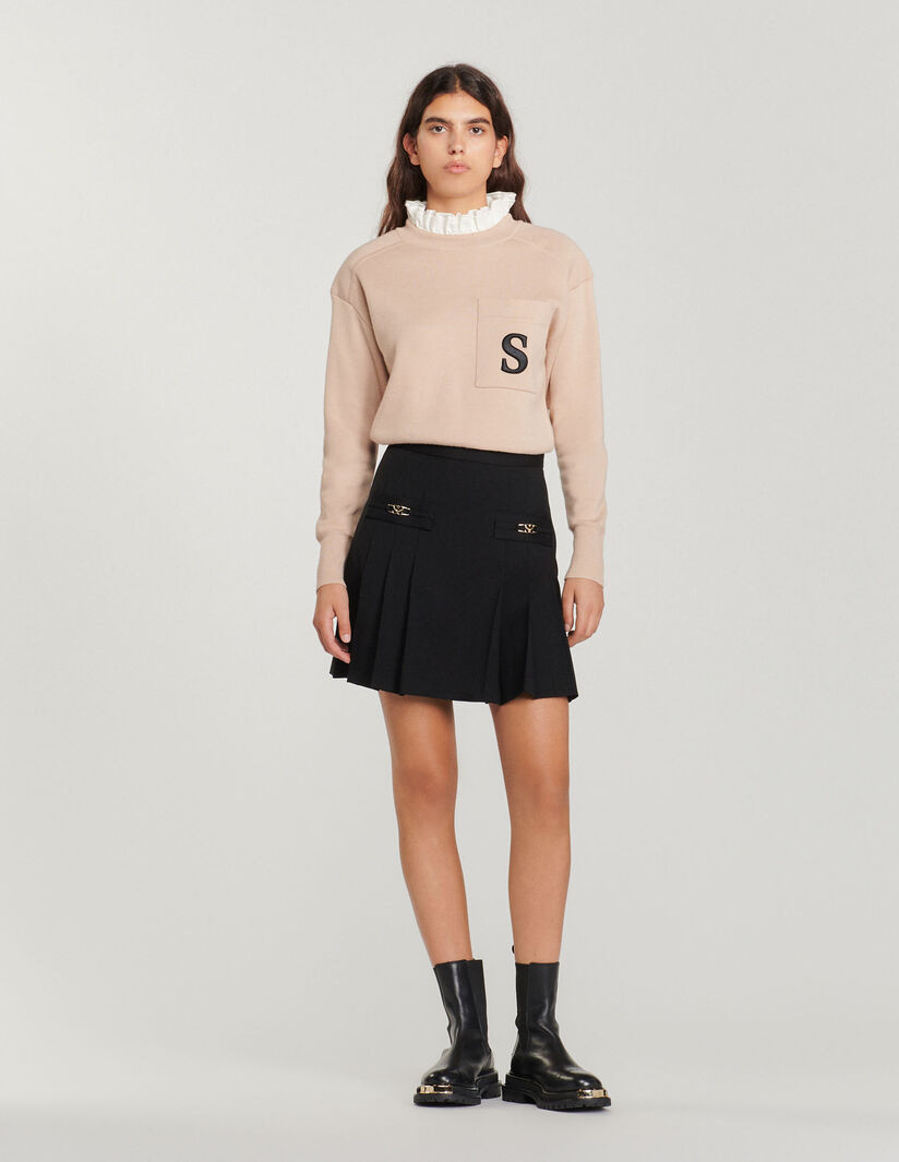 Short skirt with stitched pleats | Sandro-Paris US
