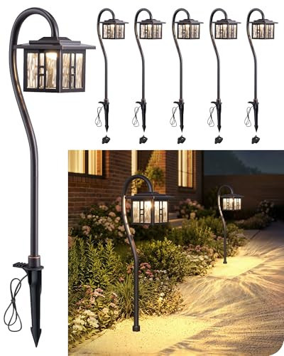 EDISHINE Low Voltage Landscape Lighting, 3W 185LM Oil-Rubbed Bronze Outdoor Landscape Path Lights, Low Voltage Pathway Lights for Garden Driveway, Die-Cast Aluminum, 50,000H, 6-Pack | Amazon (US)