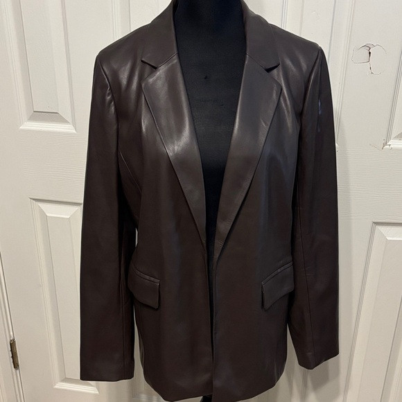 Skies Are Blue Faux Leather Boyfriend Blazer | Poshmark