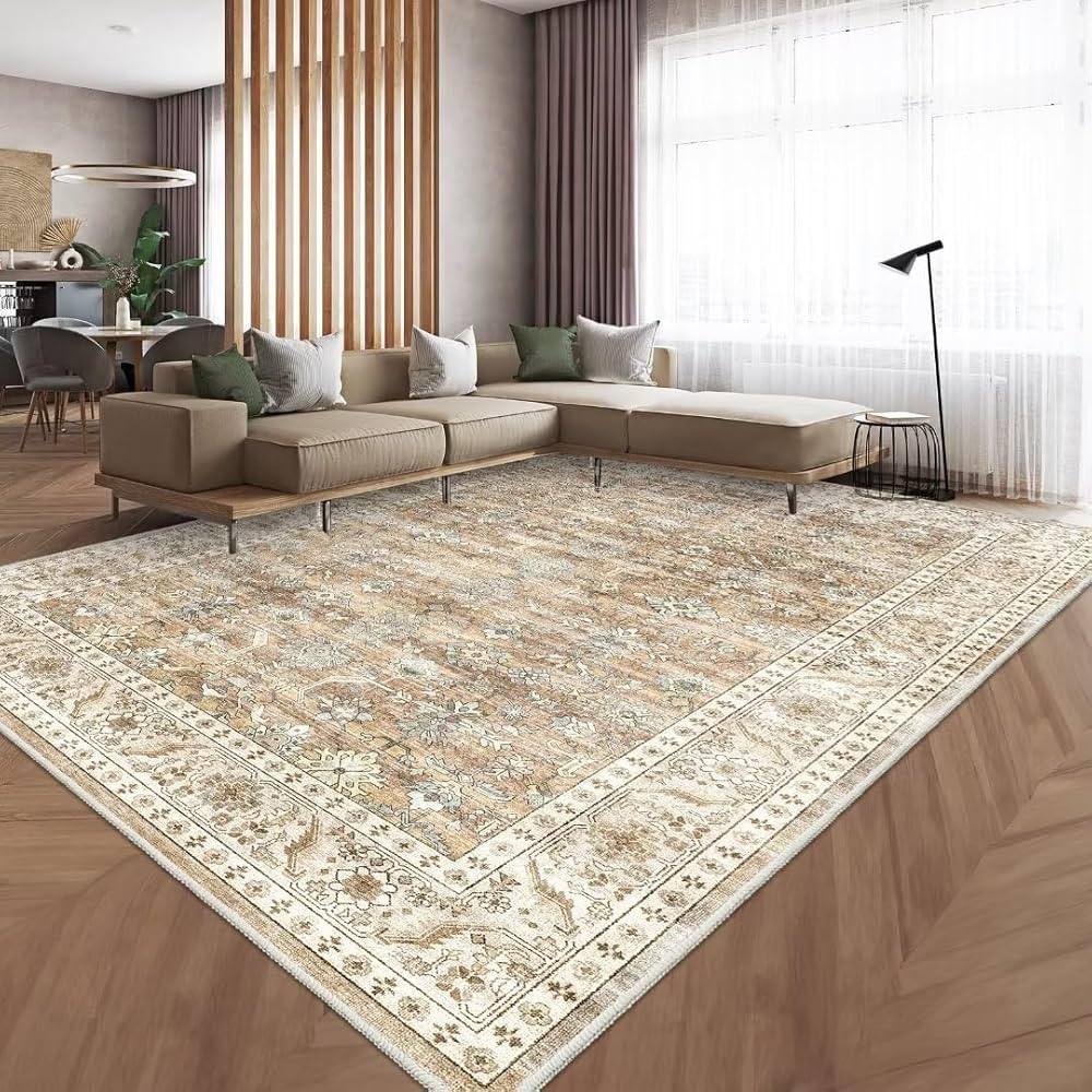HOMFINE Machine Washable Rug 5'x7' - Vintage Design Area Rugs with Non Slip Rugs for Living Room ... | Amazon (US)