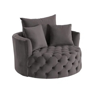 Comfy Gray Velvet Swivel Chair For Living Room Decor - Add A Touch Of Elegance Elegant Recliner Indulge In Comfort | Wayfair North America
