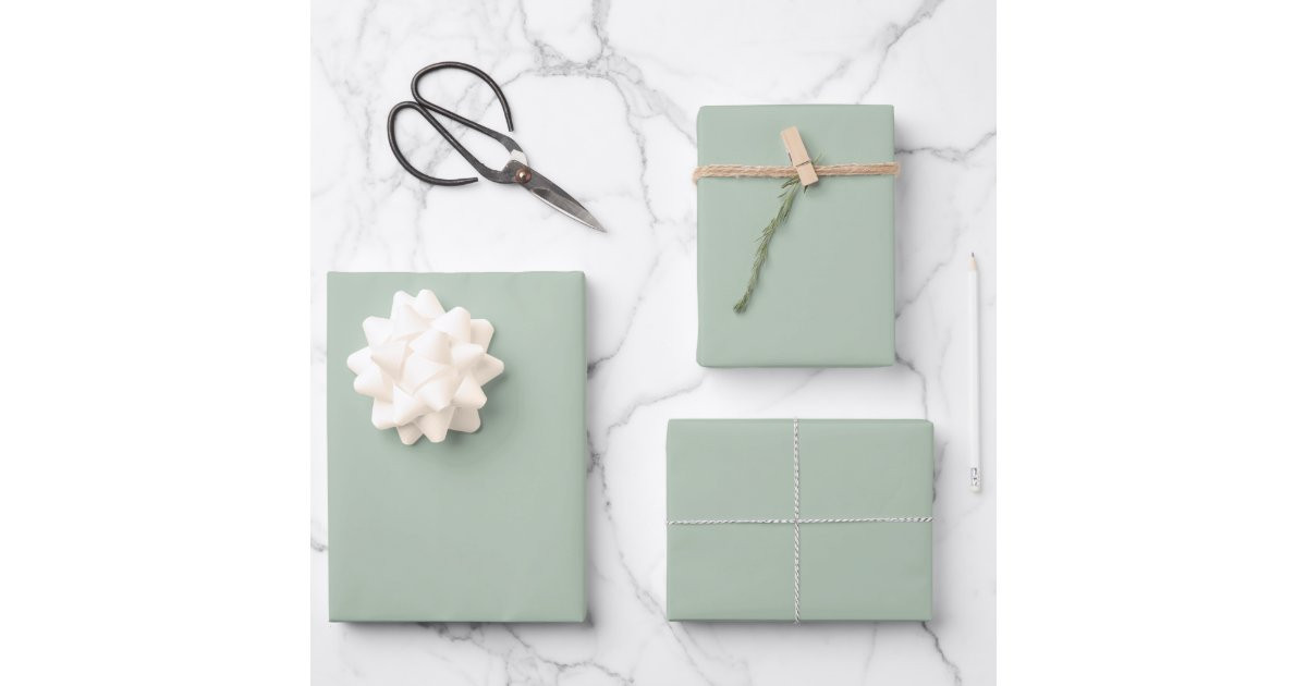 Minimalist Sage Green Plain Solid Color Wrapping Paper Sheets | Zazzle | Zazzle