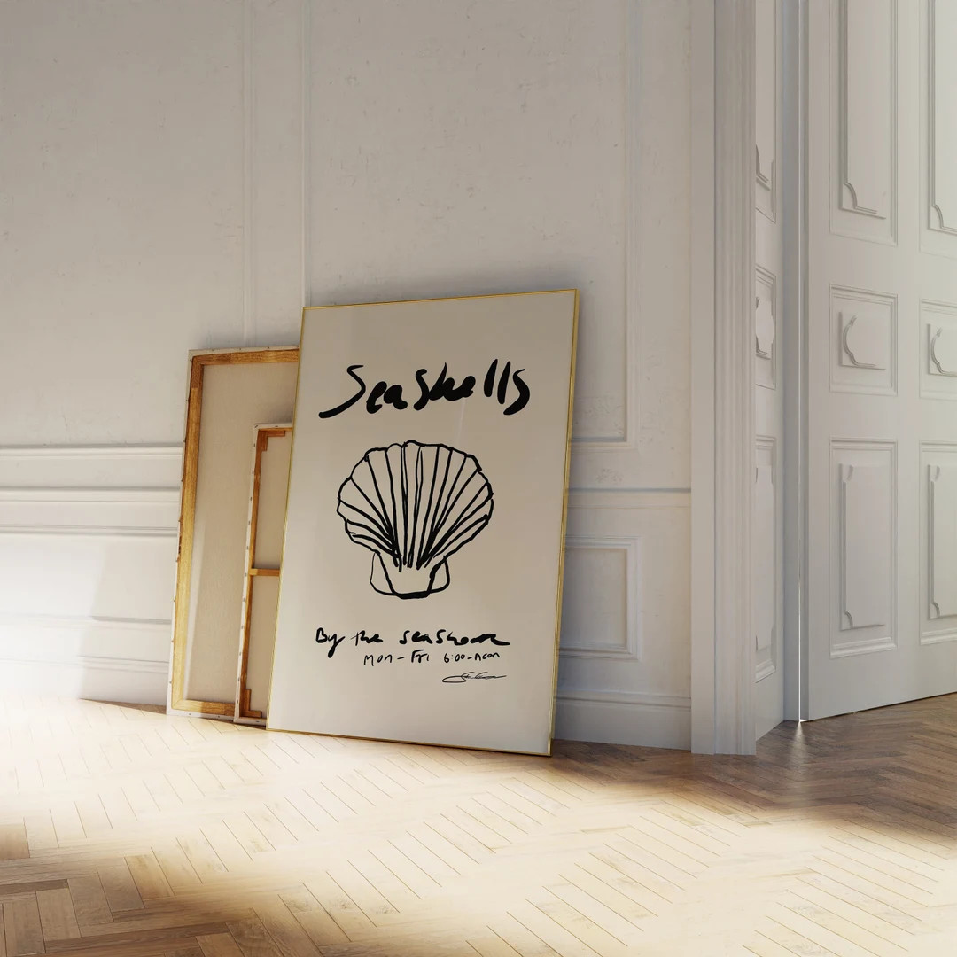 Seashells Print Vintage Food Print Seafood Print Retro Food Art Mid Century Print Modern Kitchen ... | Etsy (US)