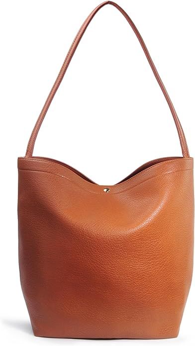 Hobo Bags for Women Vegan Leather Bucket Bags Minimalist Shoulder Handbag | Amazon (US)