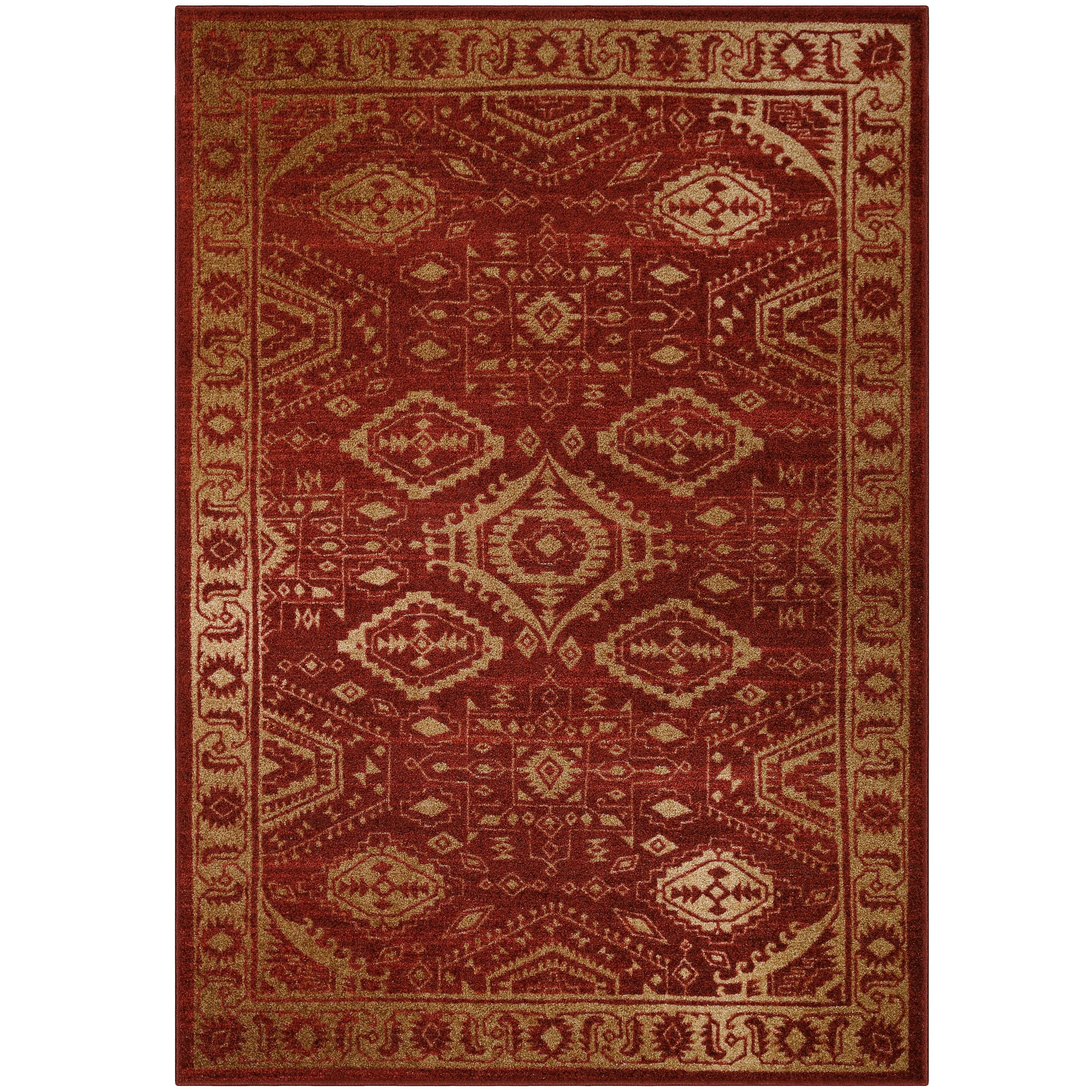 Mainstays Global Arya Indoor Living Room Area Rug, Red|Gold, 5'x7' | Walmart (US)