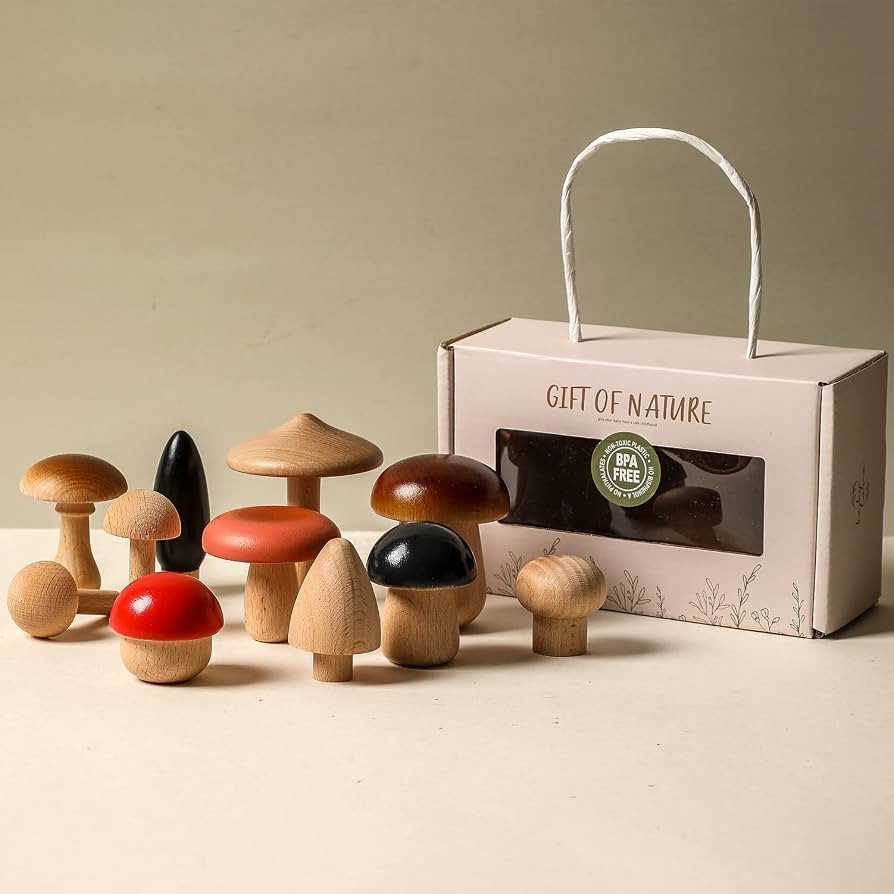 Youuys Wooden Mushroom Set Toys for Kids, 11 Pcs Natural Wood Mushroom Kit Craft Set, Cognitive M... | Amazon (US)