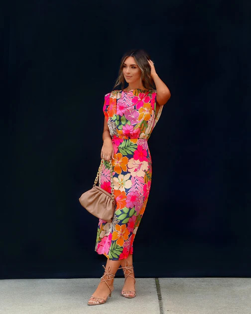 PREORDER - Garden Goddess Printed Midi Dress | VICI