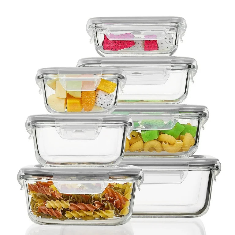 7pcs Glass Storage Container Set with Lids, Vtopmart Meal Prep Containers, Airtight Bento Boxes, ... | Walmart (US)