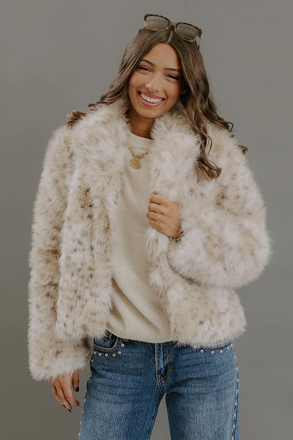 City of Lights Faux Fur Leopard Jacket | Impressions Online Boutique