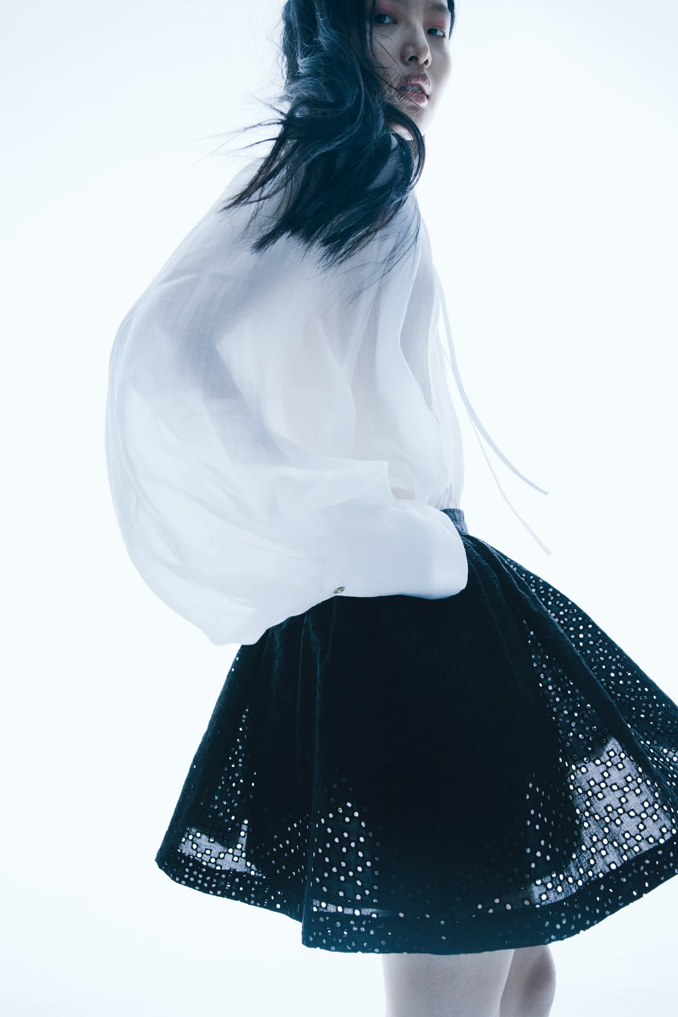 Eyelet Embroidered Mini Skirt - Black - Ladies | H&M US | H&M (US + CA)