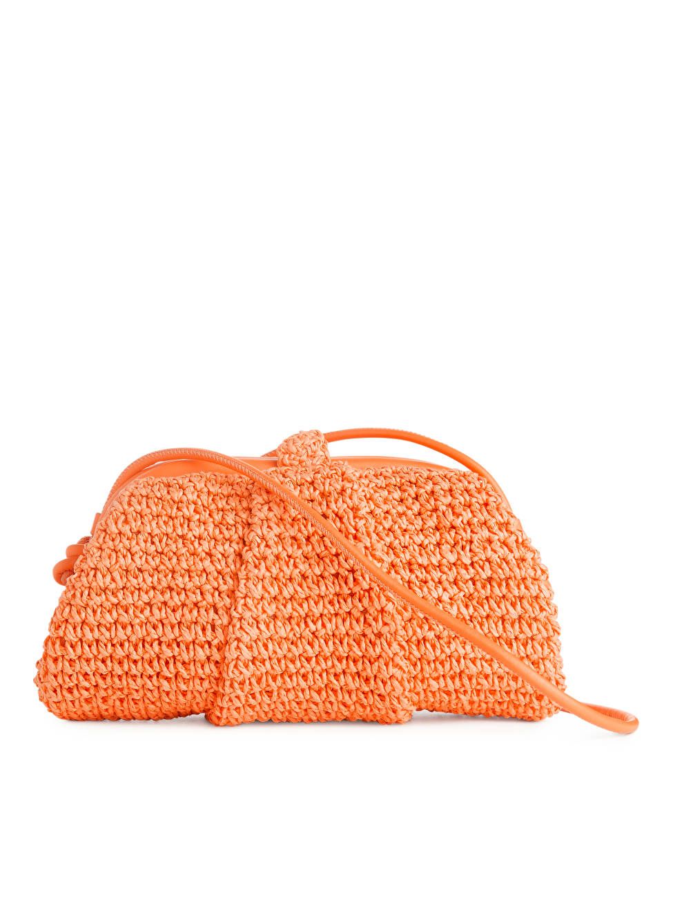 Stroh-Clutch mit Lederbesatz - Orange - Bags & accessories - ARKET DE | ARKET (EU)