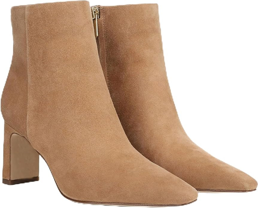Brown Suede Ankle Boots for Women Pointed Toe Chunky High Heeled Booties Fall Dressy Short Boots ... | Amazon (US)