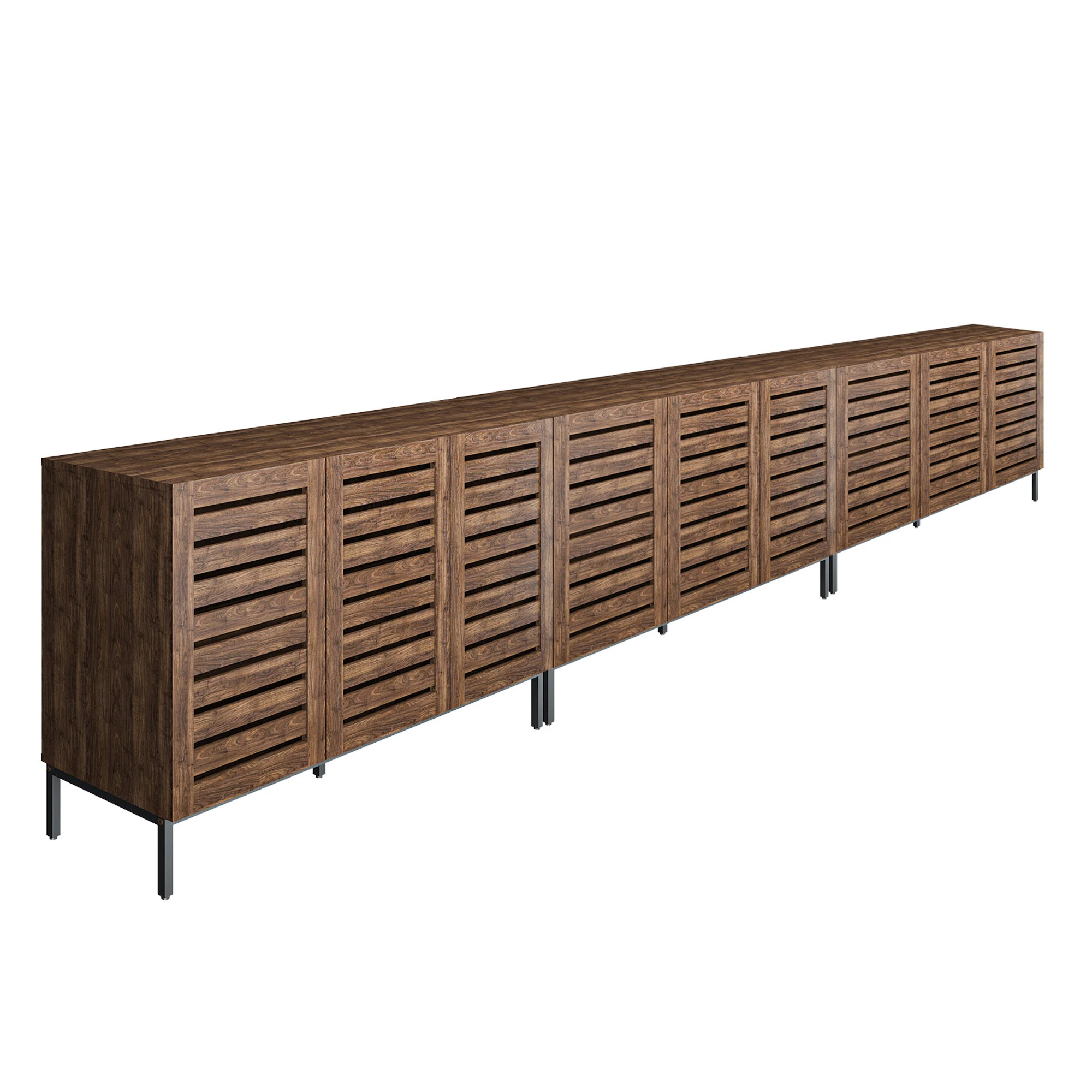 Farmhouse Huge 142 in. W Sideboard Buffet Accent Storage Cabinet with Strip Skeleton Door and Adj... | Wayfair North America