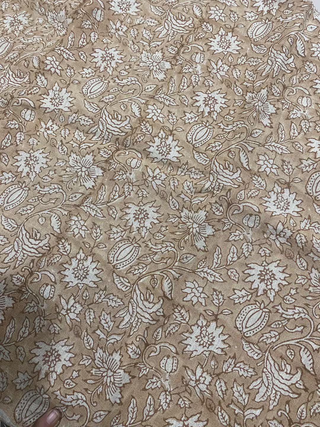 Block Print  Handloom Linen Fabric  Heavy Linen Fabric Browne Flower, Upholstery Fabric, Drapes U... | Etsy (US)