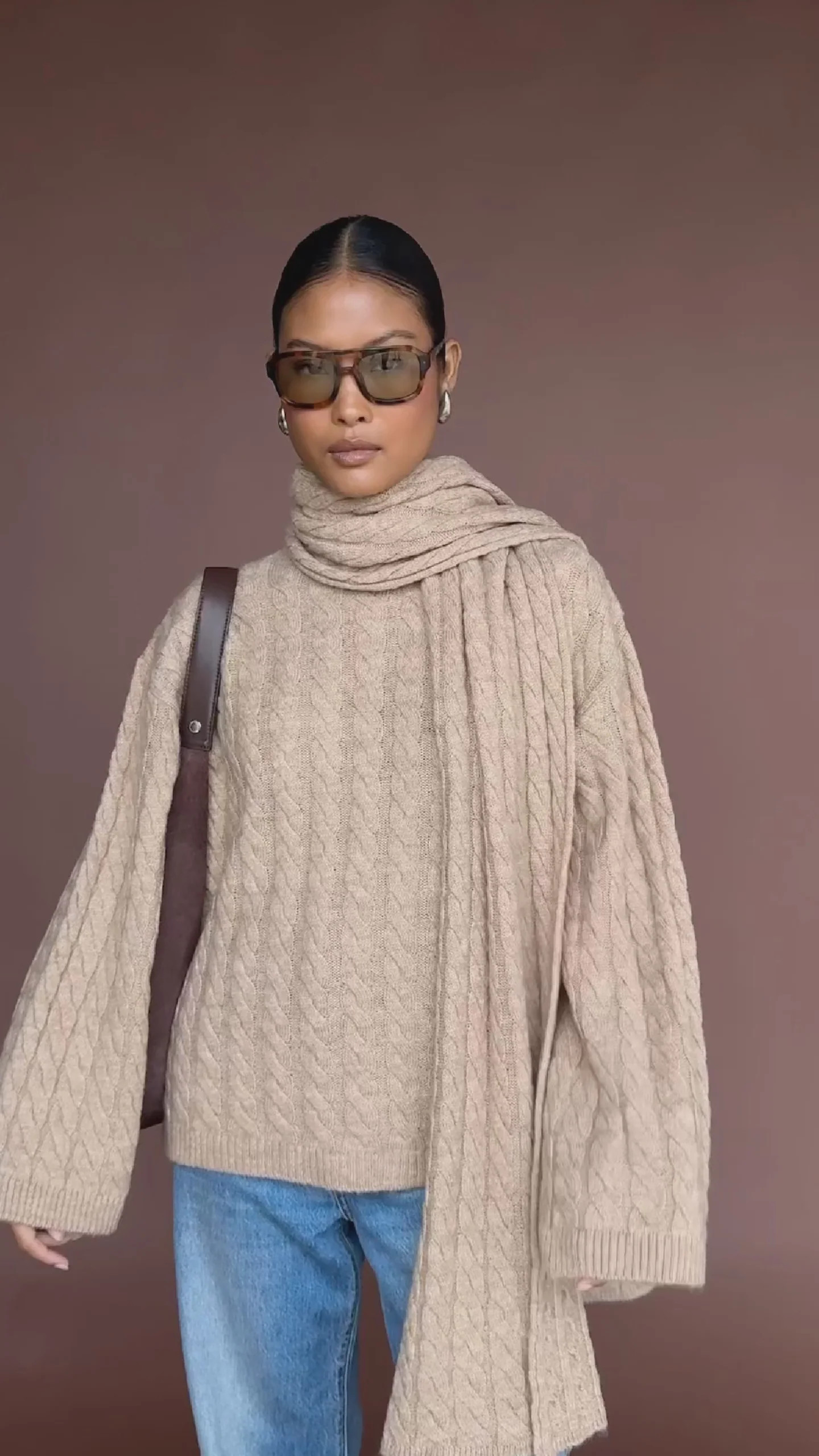 Palmer Cable Knit Jumper with Scarf | Pretty Lavish (UK)