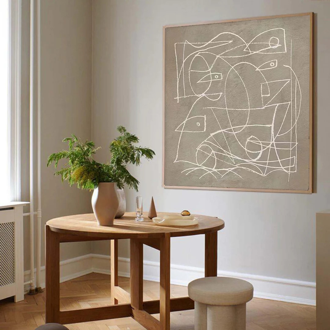 Wabisabi Wall Art Earth Tone Minimalist Canvas Painting Brown and White Abstract Painting Brown T... | Etsy (US)