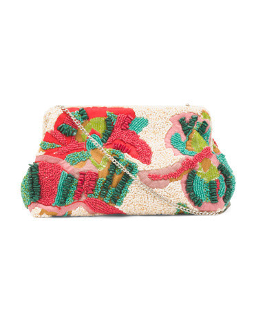 Beaded Artisan Clutch For Women, Leather | TJ Maxx