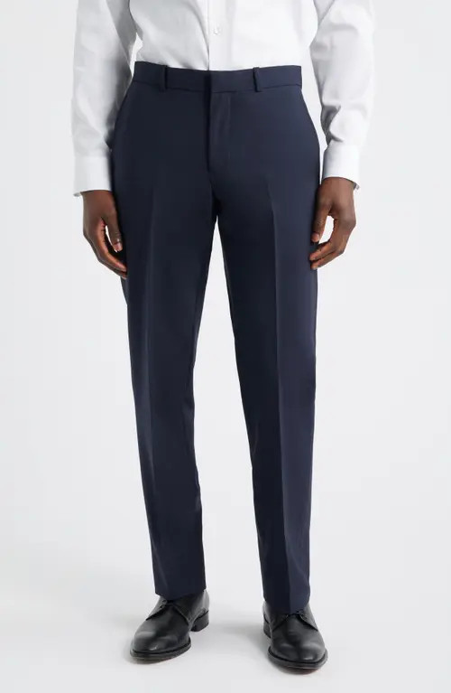 Nordstrom Henrik Trim Fit Solid Stretch Wool Suit Pants in Navy Sky at Nordstrom, Size 33 X | Nordstrom