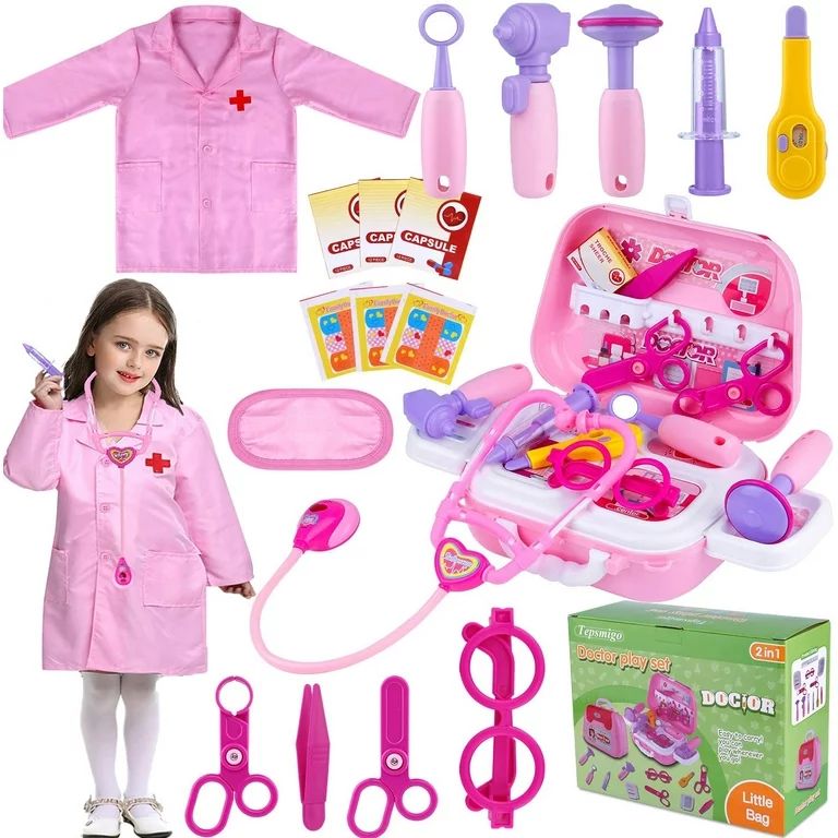 TEPSMIGO Toy Doctor Kit for Girls, 22 Piece Kids Pretend Play Toys Nurse Costume Dentist Medical ... | Walmart (US)