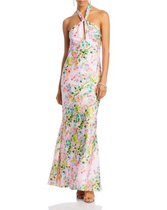 ML Monique Lhuillier Rose Satin Halter Gown Women - Bloomingdale's | Bloomingdale's (US)