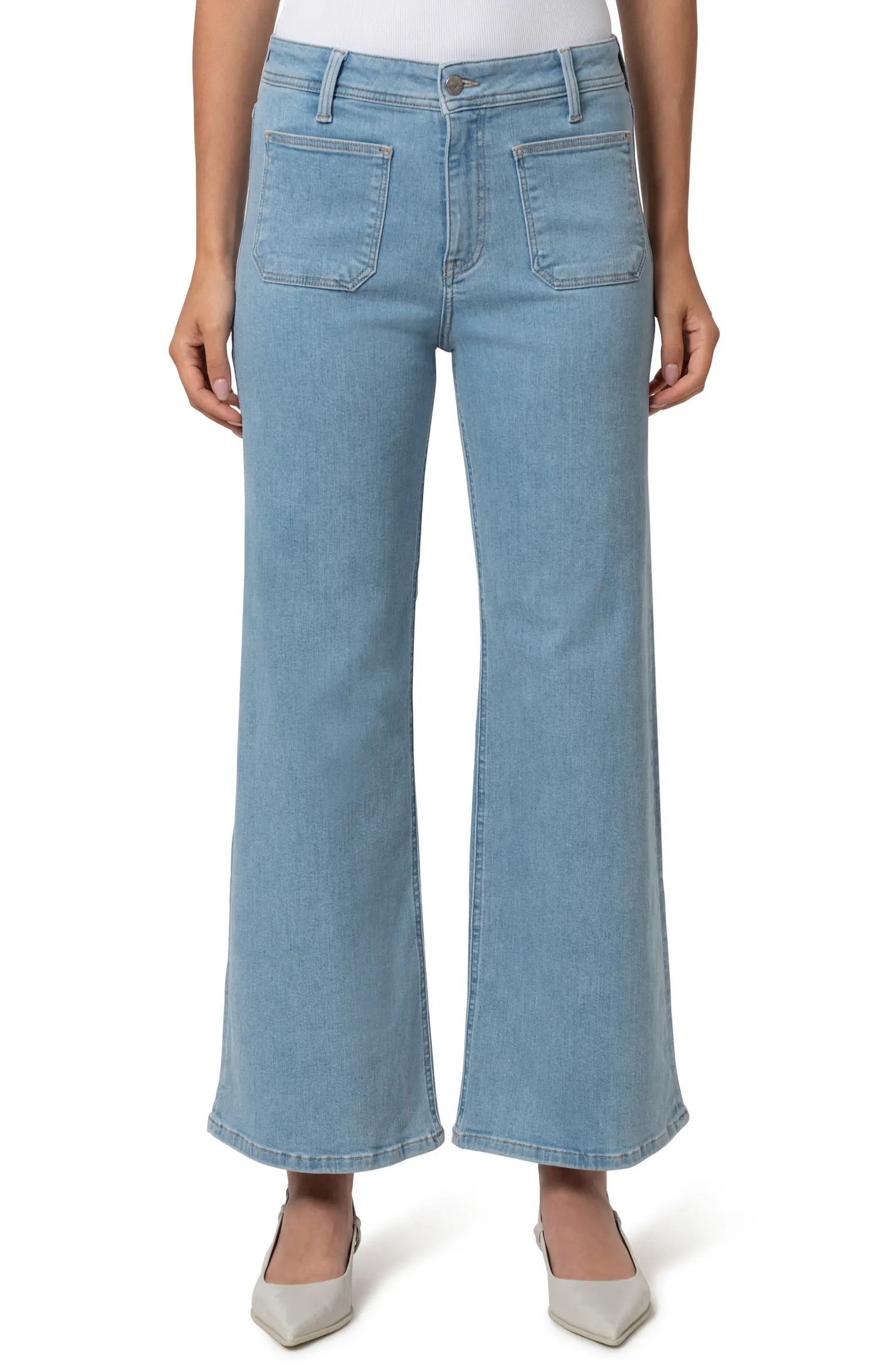 Paloma Marine Patch Pocket Ankle Wide Leg Jeans | Nordstrom