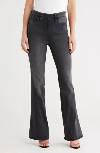 Good American Power Stretch Pull-On High Waist Flare Jeans in Black255 at Nordstrom Rack, Size 5X-Large | Nordstrom Rack