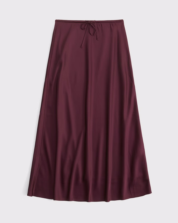 Mid Rise Satin Maxi Skirt | Abercrombie & Fitch (US)