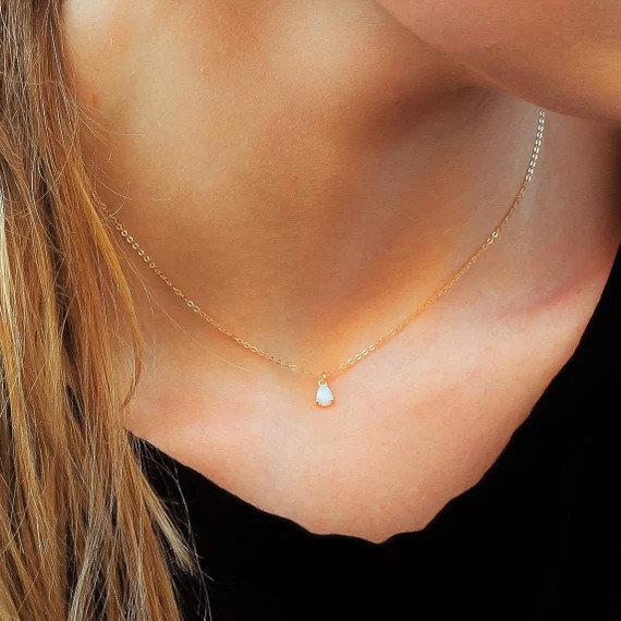 Ultra TINY Opal Necklace Dainty Necklace Jewelry Necklace | Etsy | Etsy (US)