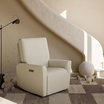 Storkcraft Santorini Deluxe Power Recliner Swivel Glider (Ivory Corduroy) – Premium Electronic ... | Amazon (US)