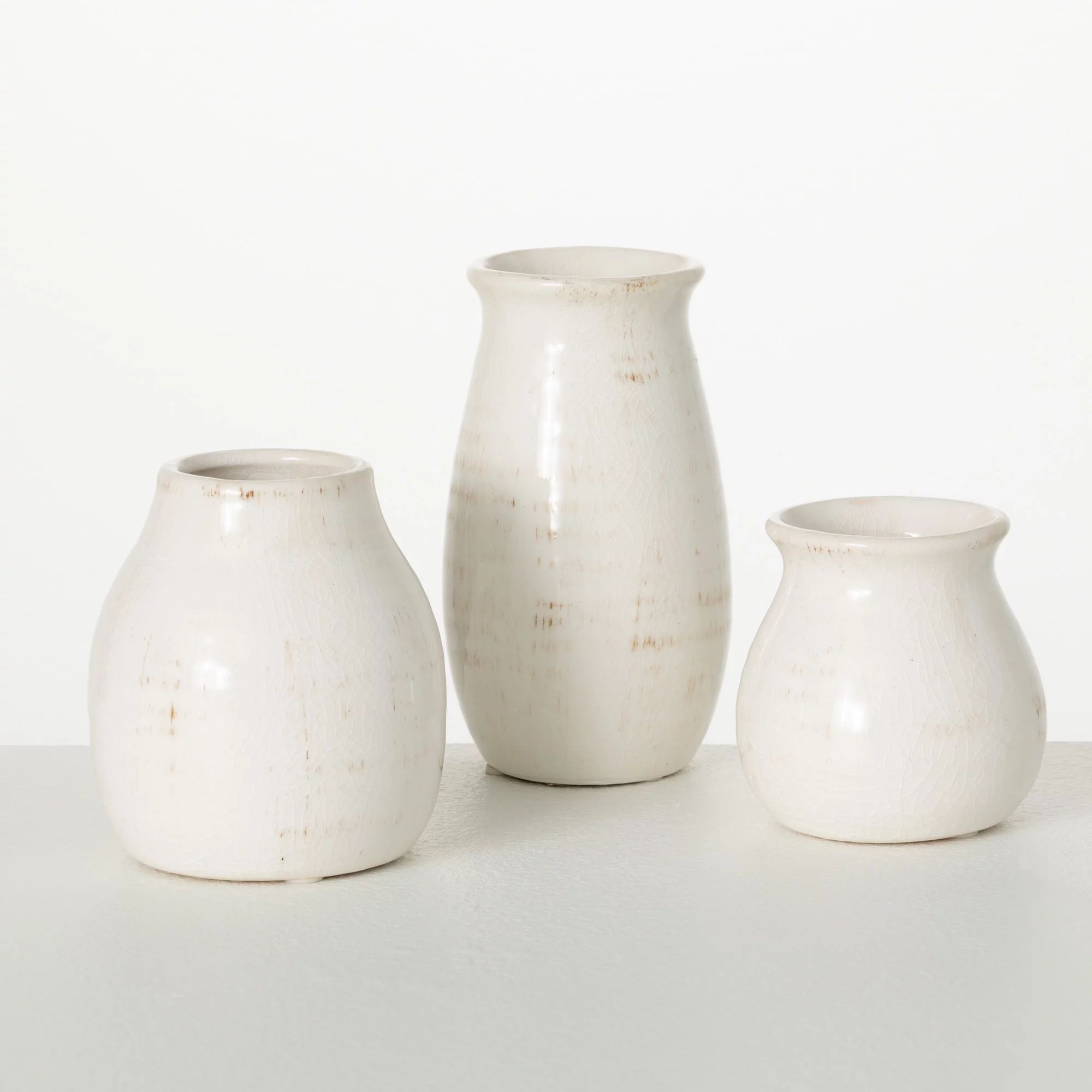 Sullivans Set of 3 Petite Ceramic Vases 3"H, 4.5"H & 5.5"H White - Walmart.com | Walmart (US)