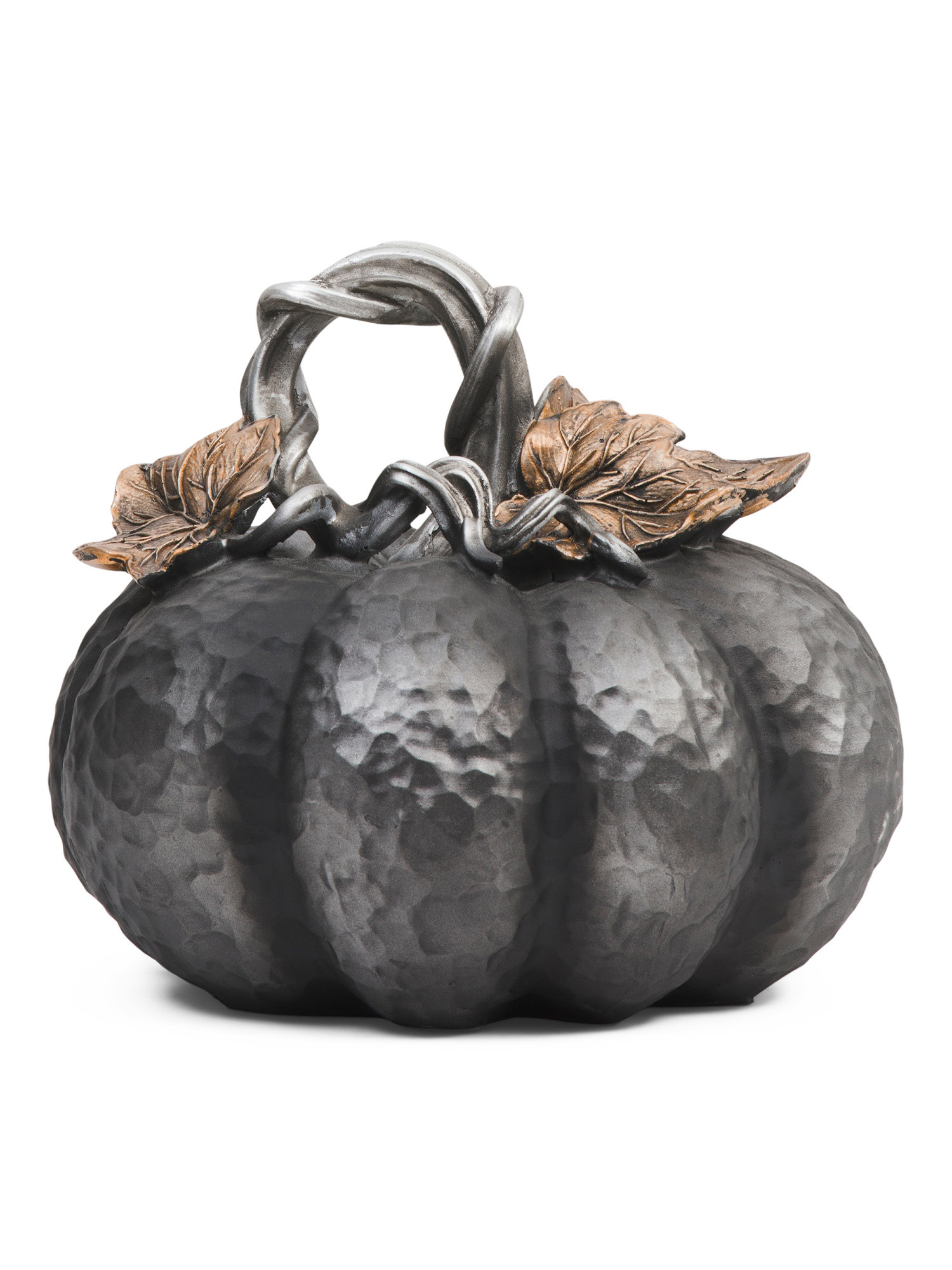 Metallic Pumpkin With Leaf | TJ Maxx