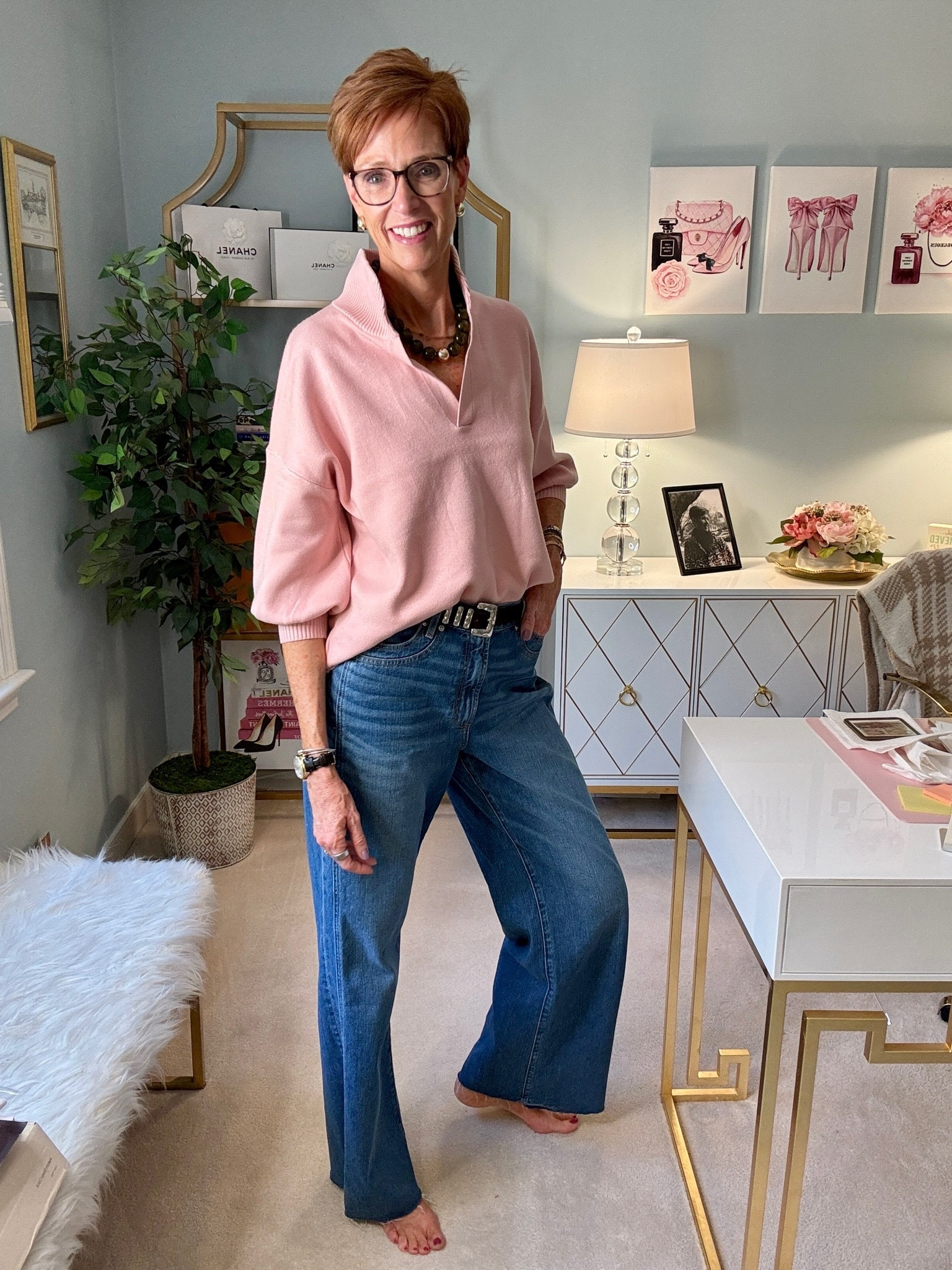 New in for fall this super soft sweater from @Avara . Wearing a medium. Also added the fun green beaded necklace from Avara as well.

#LTKootd #LTKOver40 #LTKTall