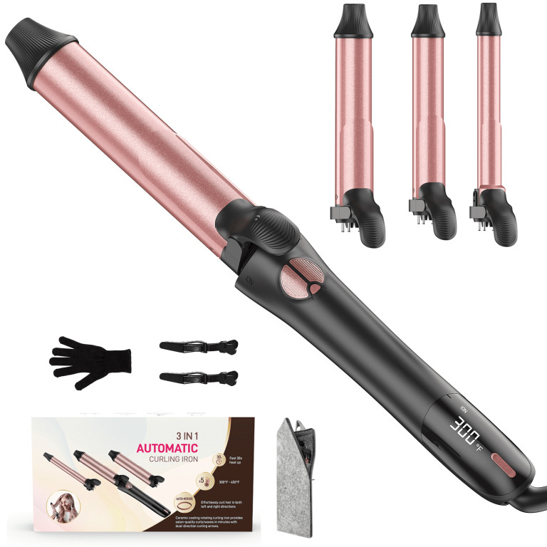 RACCOMB 0.75" 1" 1.25" Rotating Curling Iron, Professional Ceramic Automatic Curling Iron for Hai... | Walmart (US)