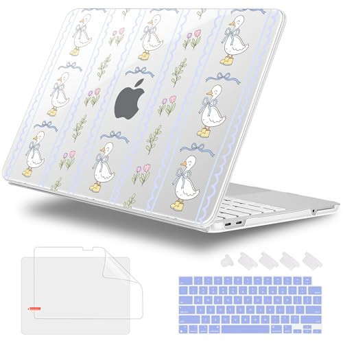 Lepeoac Case for 2026 MacBook Neo 13-inch Laptop with Liquid Retina Display, Release Model A3404, Sturdy Plastic Hard Shell Case + Keyboard Cover + Trackpad Film + Dust Plug, Preppy Stripe Goose | Amazon (US)
