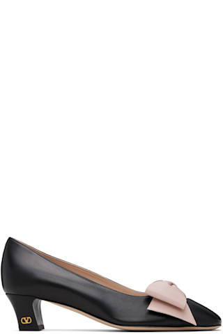 Black & Pink Bow Leather Heels | SSENSE