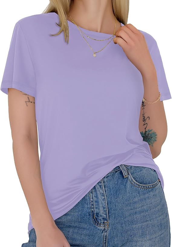 GAYHAY T Shirts for Women - Short Sleeve Spring Summer Tops Soft Basic Tees Beach Vacation Clothe... | Amazon (US)