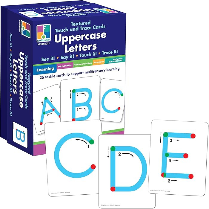 Key Education Textured Touch and Trace Alphabet Flash Cards, 26 Uppercase Letter Tracing Flashcar... | Amazon (US)