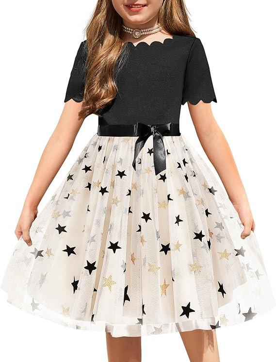 Arshiner Girls Dress Tutu Fluffy Summer Dresses Belted Wedding Party Flower Girls' Dress Size 3-1... | Amazon (US)