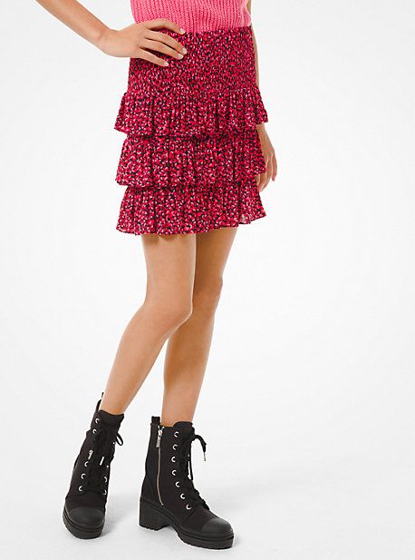 Petal Stretch Viscose Tiered Ruffle Skirt | Michael Kors US
