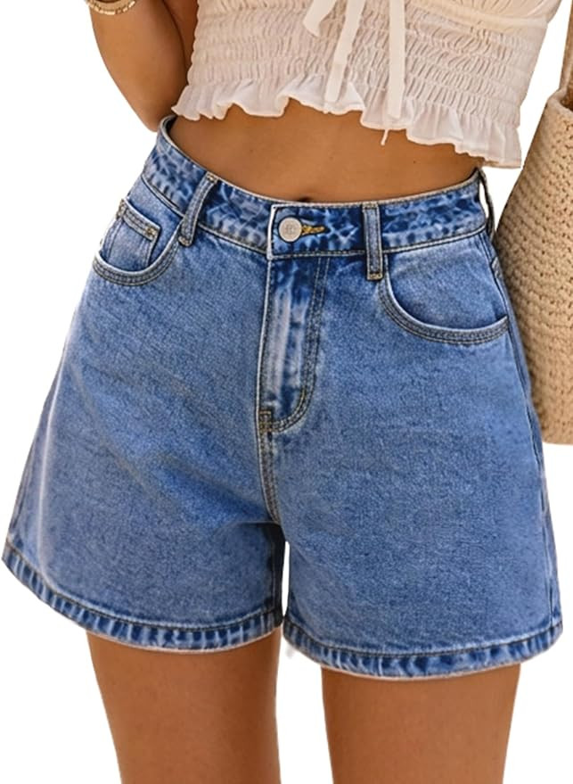 ELLEVEN Baggy Jeans Shorts for Women，High Wasited A-Line Bermuda Jorts | Amazon (US)