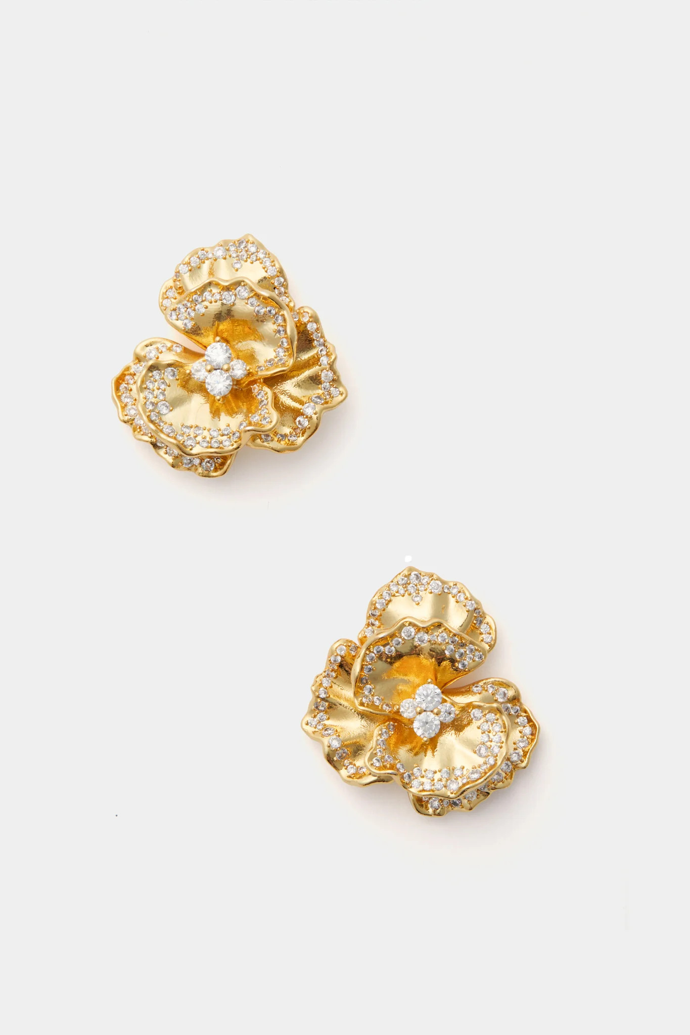 Embellished Golden Pansy Earrings | Tuckernuck (US)