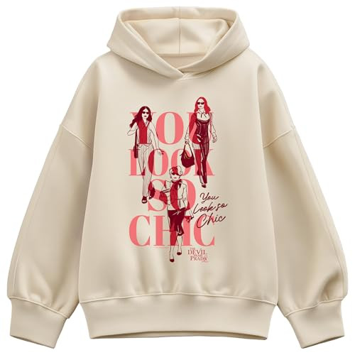 HYBRID APPAREL The Devil Wears Prada - You Look So Chic - Women's Oversized Fleece Hoodie Sweatshirt - Size X-Large Cream | Amazon (US)