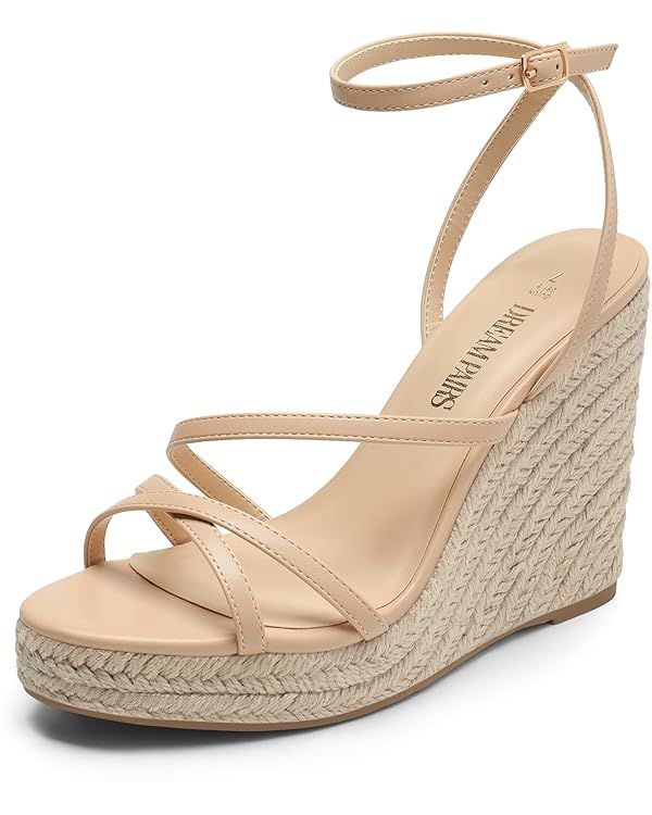 DREAM PAIRS Strappy Espadrille Platform Wedge Sandals for Women Dressy Summer, Comfortable Open T... | Amazon (US)