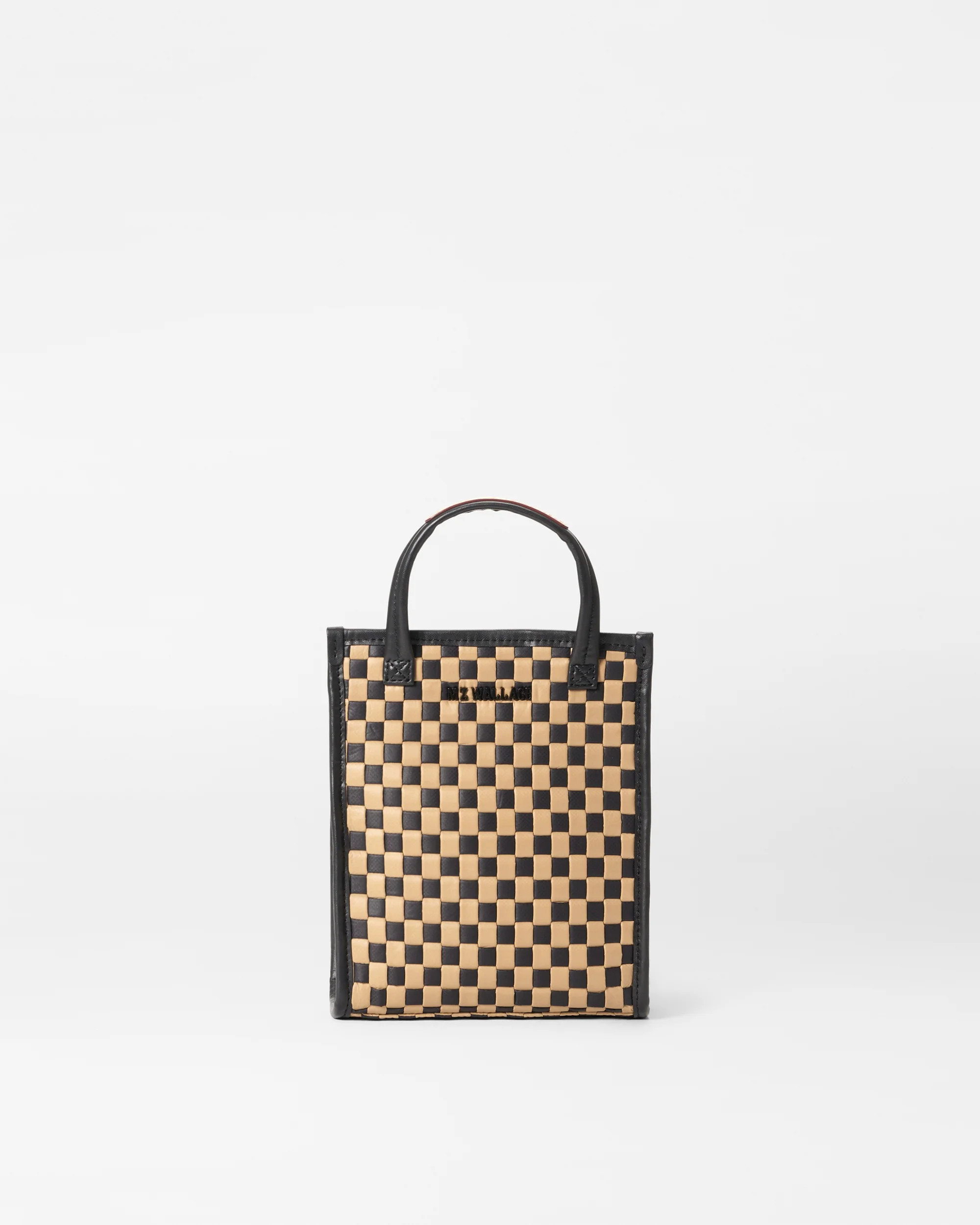 Camel & Black Micro Woven Box Tote | MZ Wallace