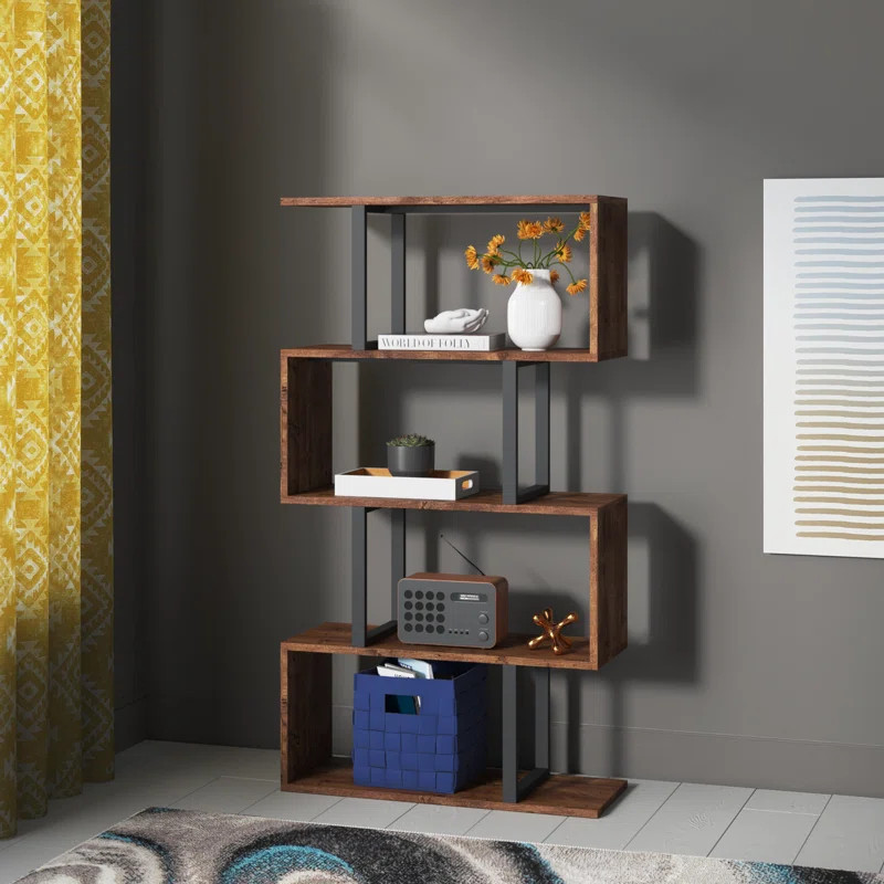 Wade Logan Chaneyra 56" H x 31.5" W Steel Geometric Bookcase & Reviews | Wayfair | Wayfair North America