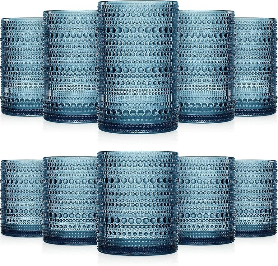 Foaincore 12 Count Hobnail Drinking Glasses Set Vintage Glassware Old Fashioned Beverage Glasses ... | Amazon (US)