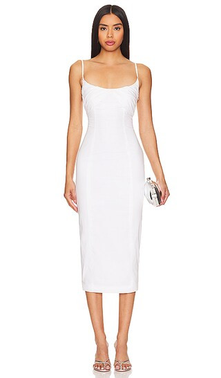 Ruched Midi Dress in Bright White | Revolve Clothing (Global)